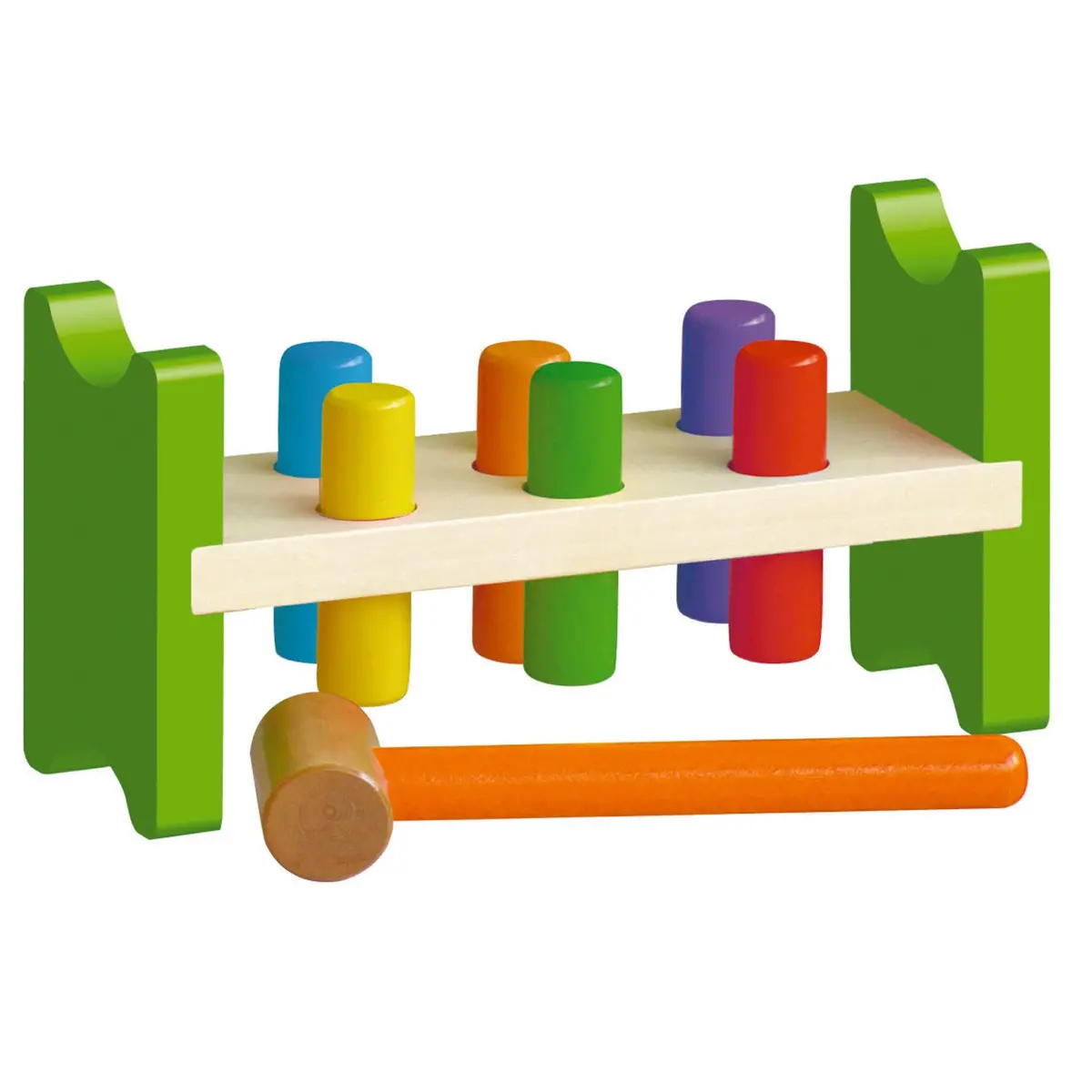 The Original Toy Company - Pound A Peg Classic Bench Toy - Colorful Wooden Pegs 1