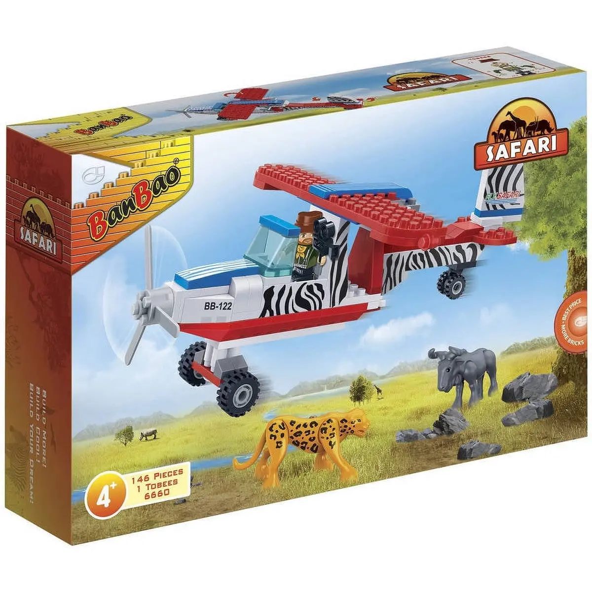 Banbao Bush Plane Adventure Building Kit - 143-Piece Stem Toy With Safari Theme 1
