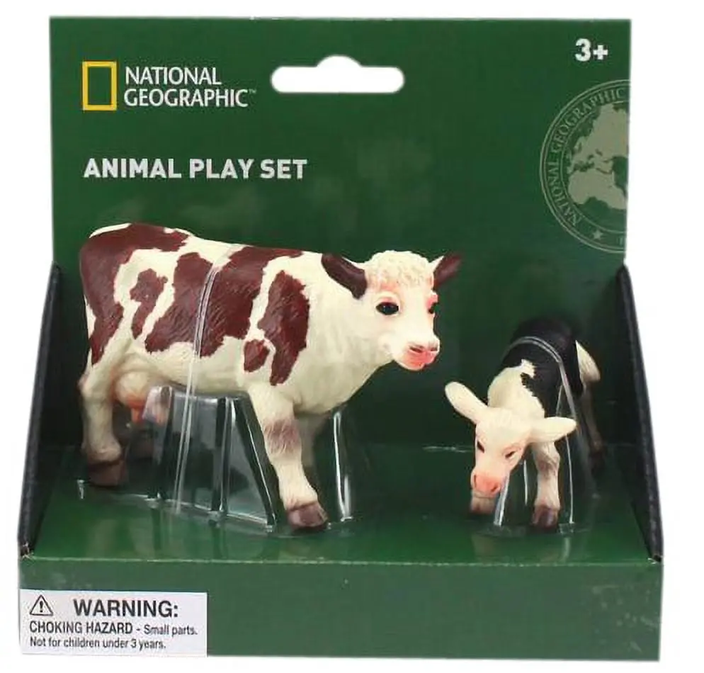 National Geographic Hand-Painted Cow And Calf Figurines 1