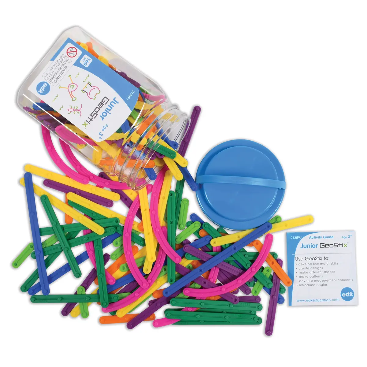 Edxeducation Junior Geostix - 160 Piece Creative Construction Set - Mini Jar 1