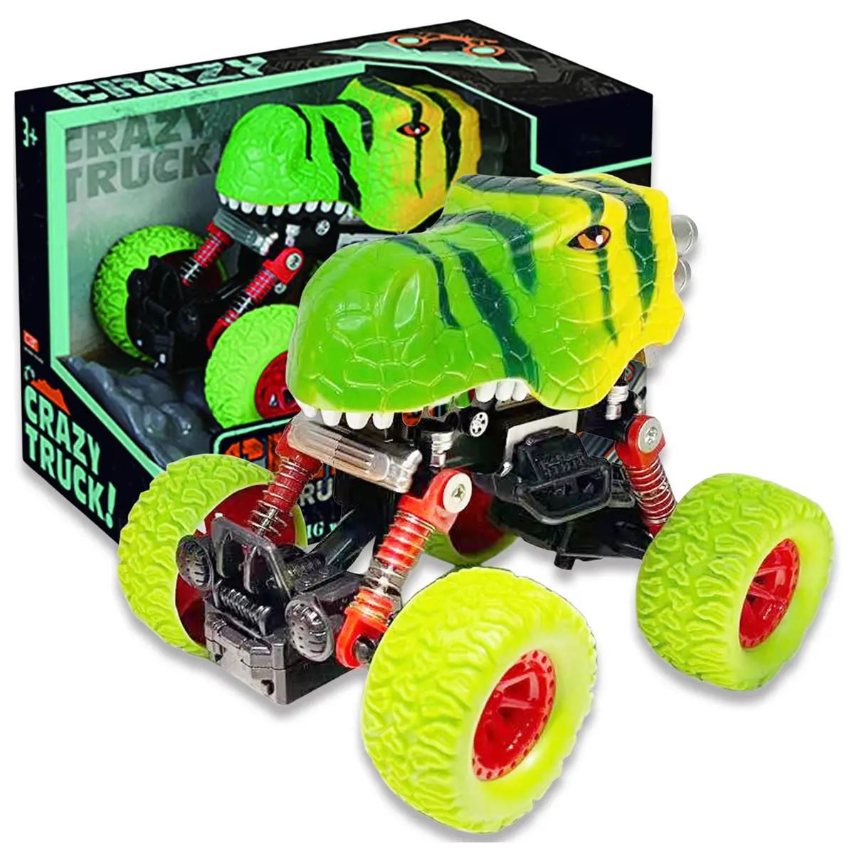 Thin Air Toys Crazy Truck Big Wheels Dinosaur Stunt Truck 4.5" 1