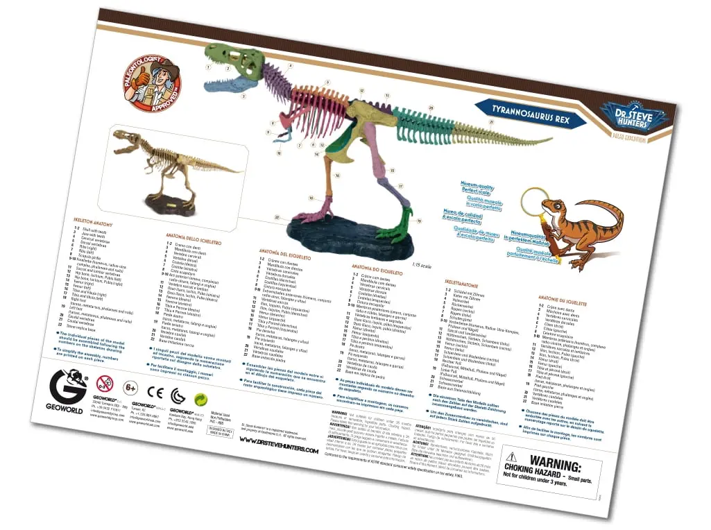 Uncle Milton T. Rex Replica Model Skeleton - 21 Piece Dinosaur Kit 1