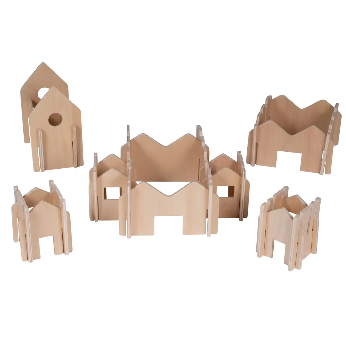 The Freckled Frog Happy Architect - Natural 28-Piece Wooden Building Set 1