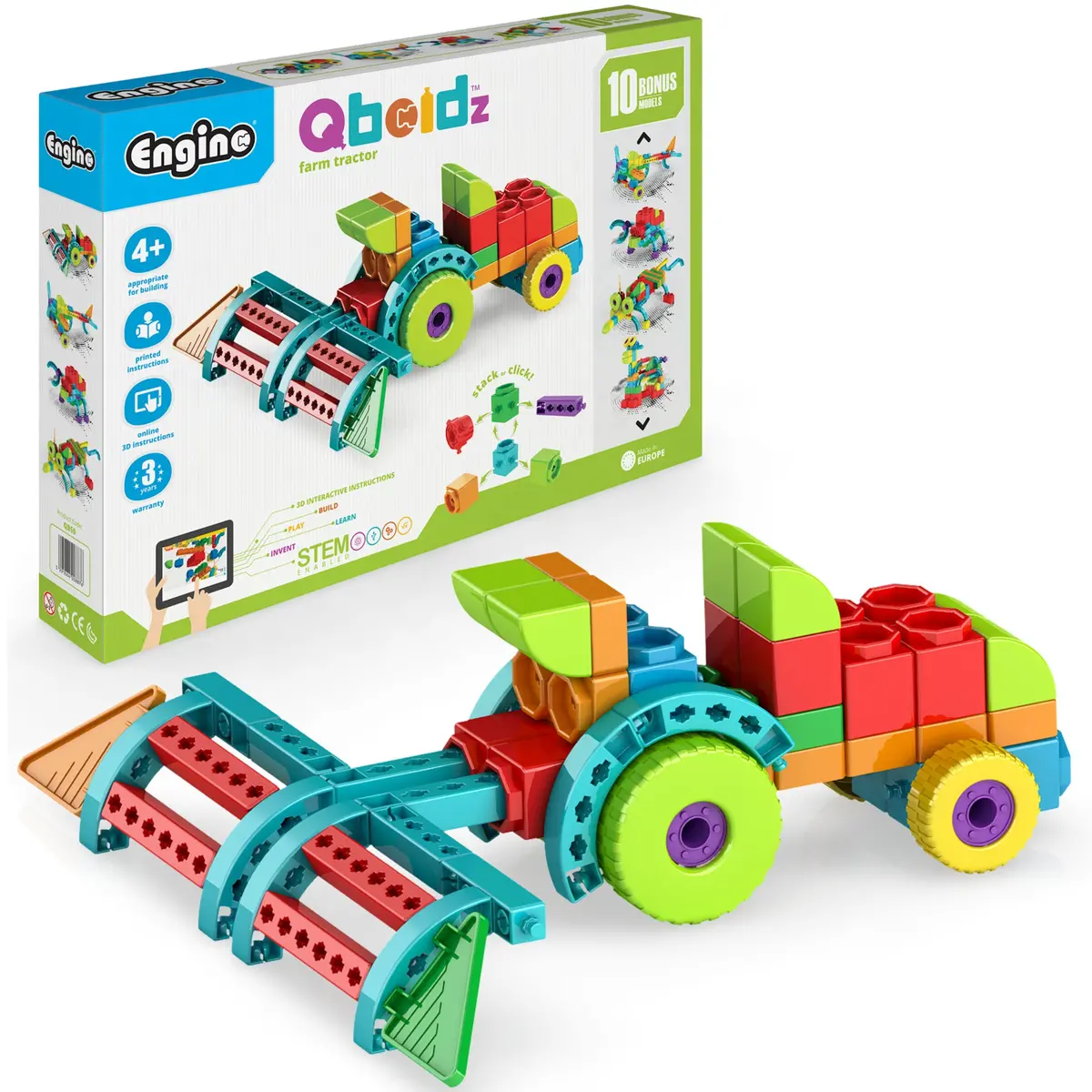 Engino Qboidz Farm Tractor 10-Model Building Set - Stem Learning Toy For Kids 4+ 1