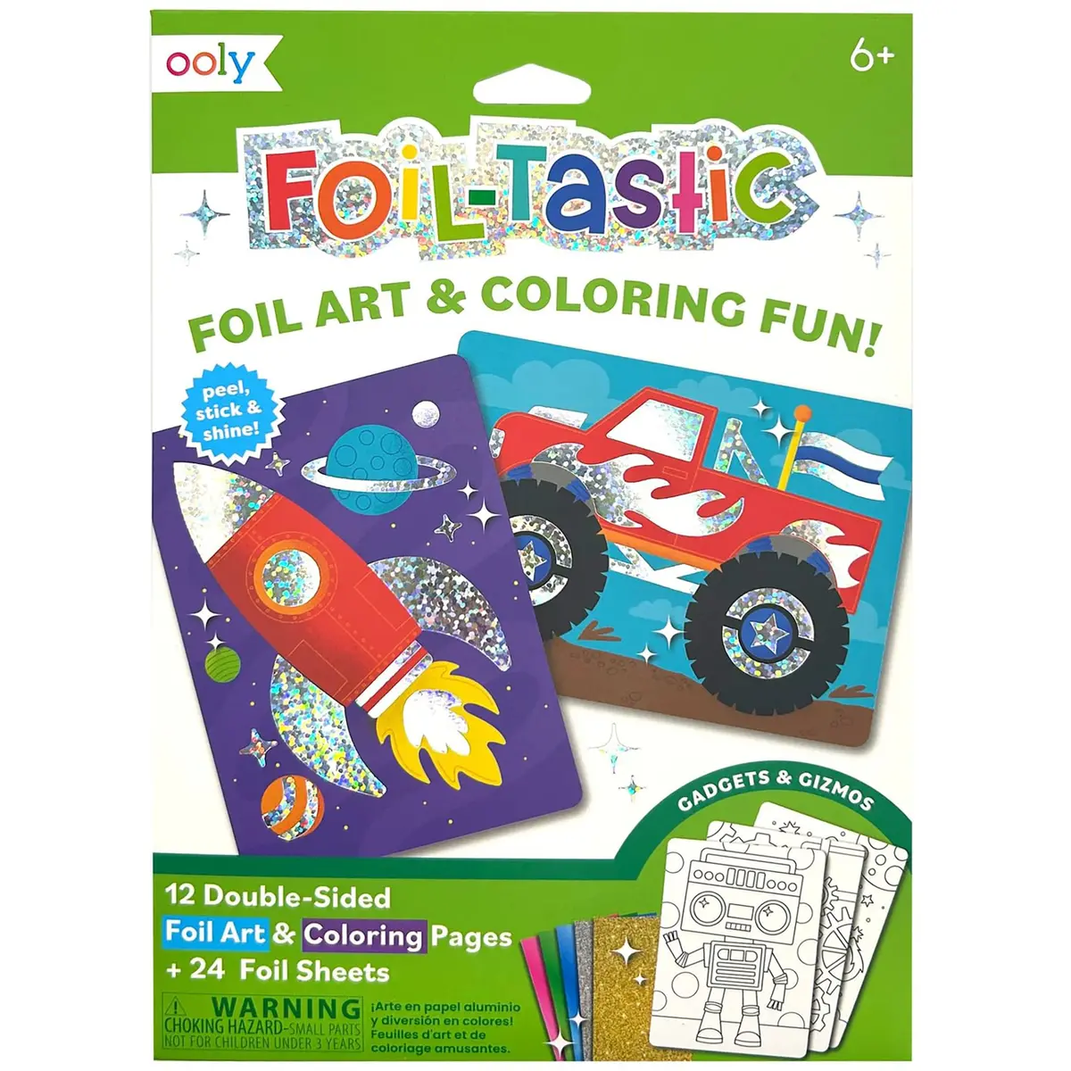 Ooly Gadgets & Gizmos Foil Art Coloring Set - 12 Double-Sided Pages, For Kids 6+ 1