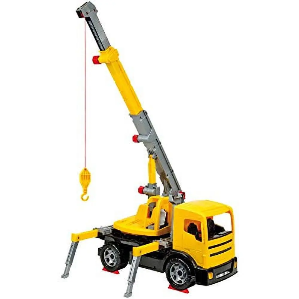 Lena Powerful Giants Toy Crane Truck - Extendable Boom, Yellow/Black, Ages 3+ 1