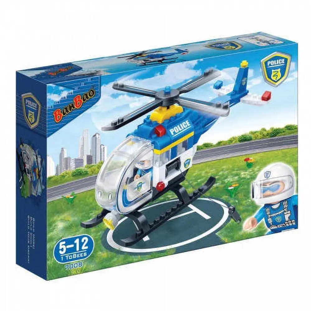 Banbao Police Chopper Building Toy For Kids - Stem Helicopter Kit, 122 Pieces 1