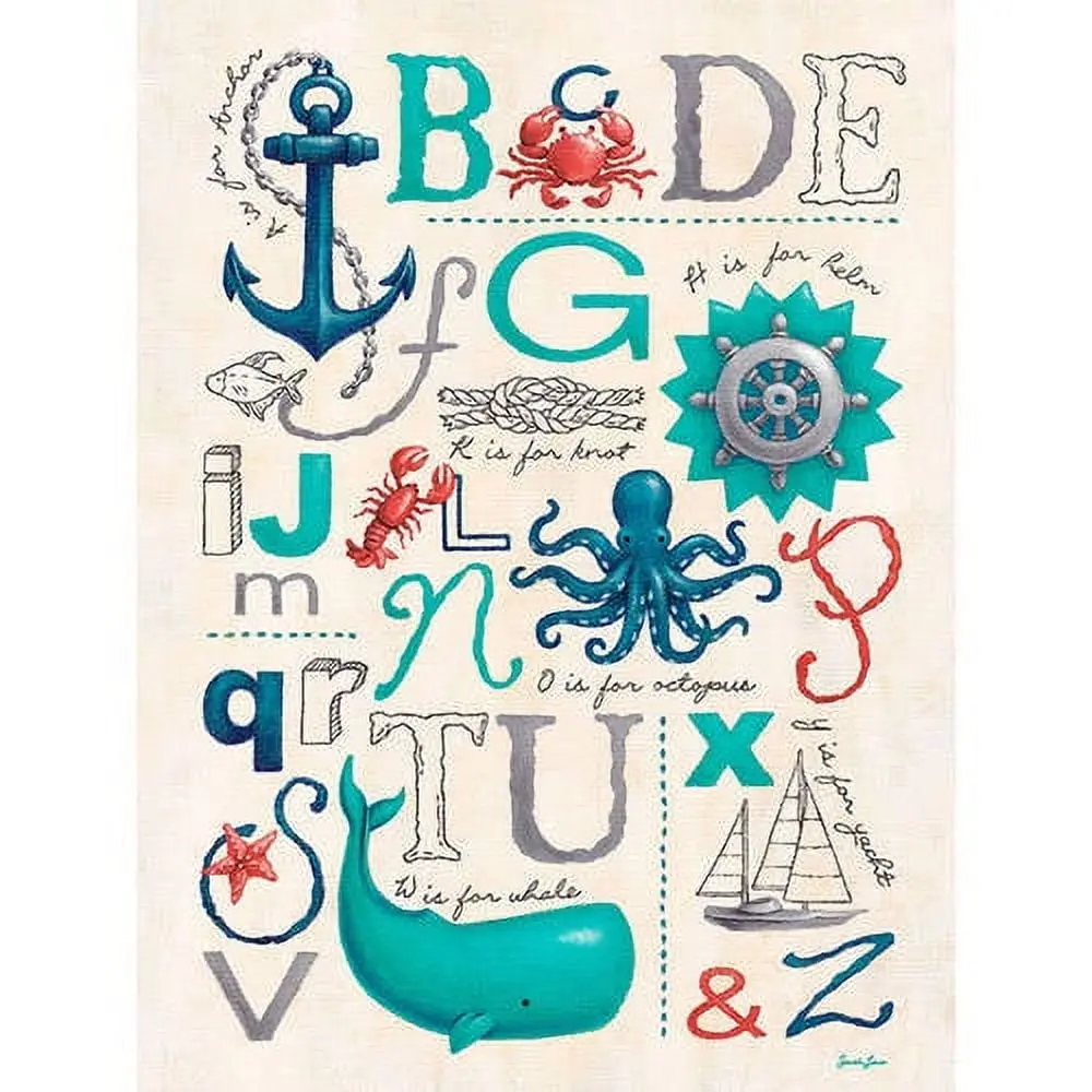 Sarah Lowe's Nautical Abcs Giclee Canvas Art, 18X24 1