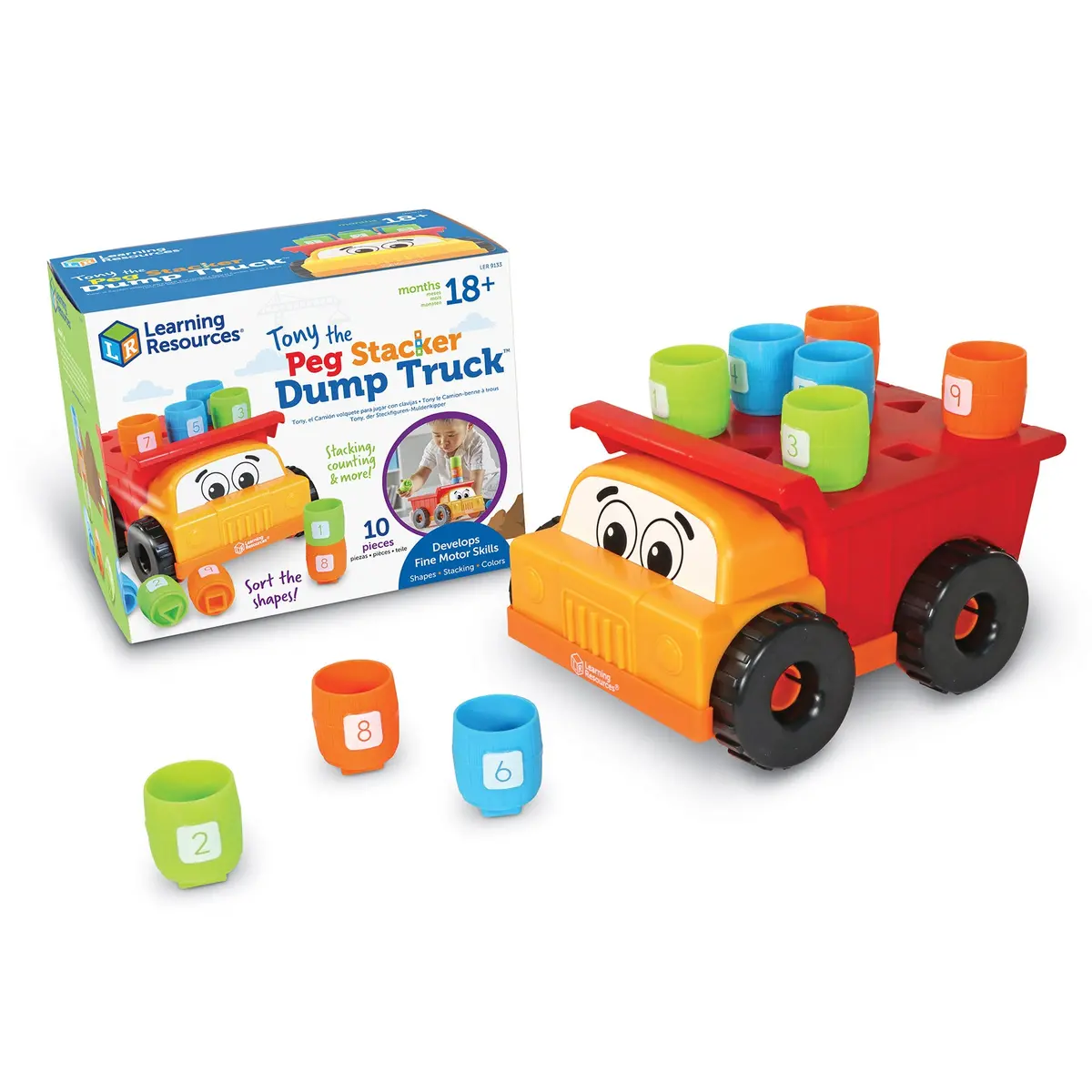 Learning Resources Tony The Peg Stacker Dump Truck - Colorful Educational Toy 1