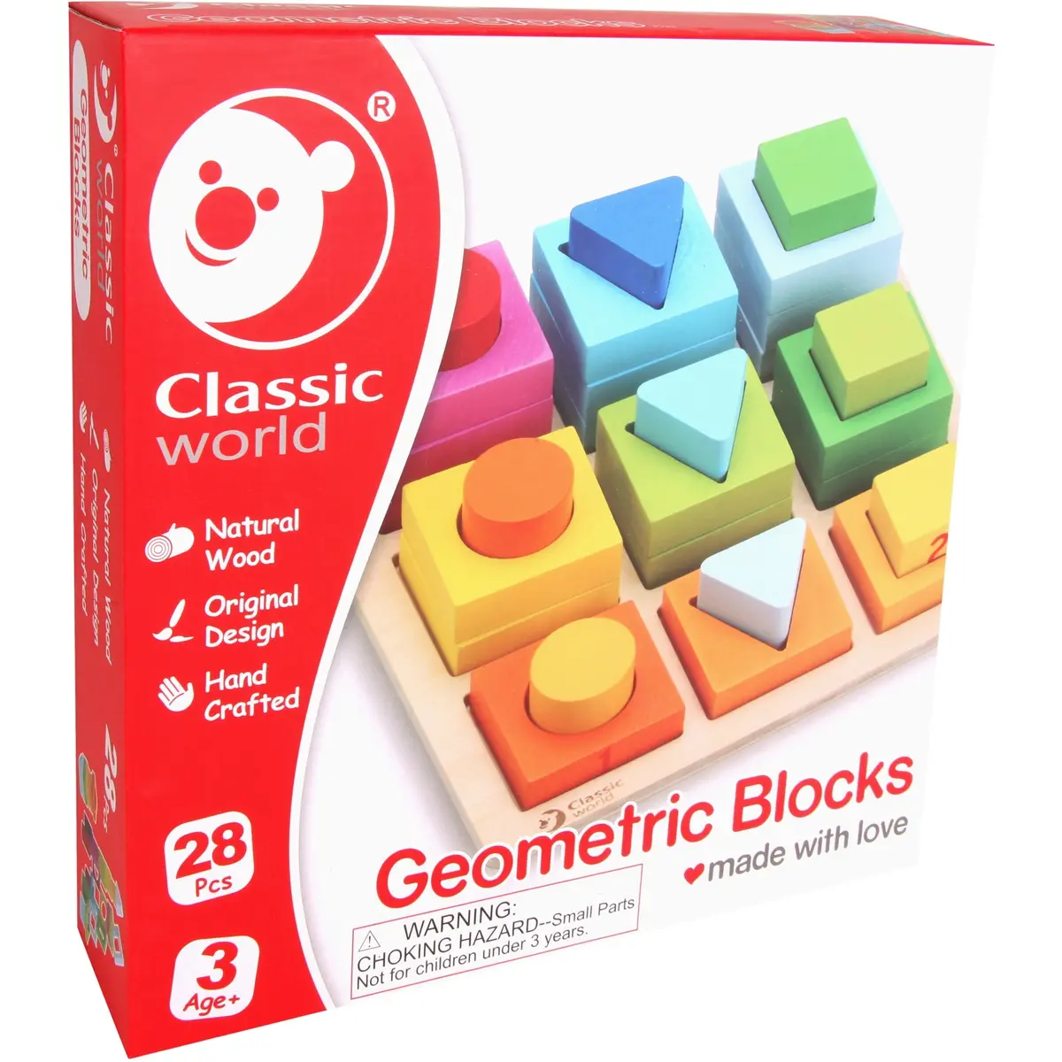 Classic World Geometric Blocks Set - Multicolor Educational Toy 1