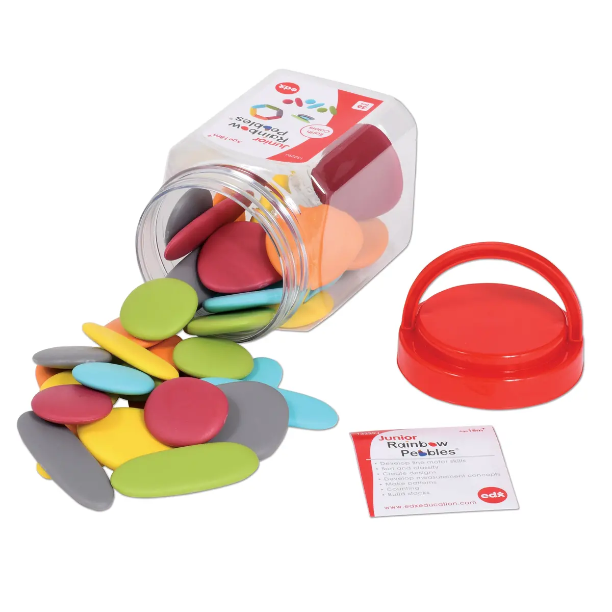 Edxeducation Junior Rainbow Pebbles - Earth Colors - Mini Jar - 36 Piece Set 1
