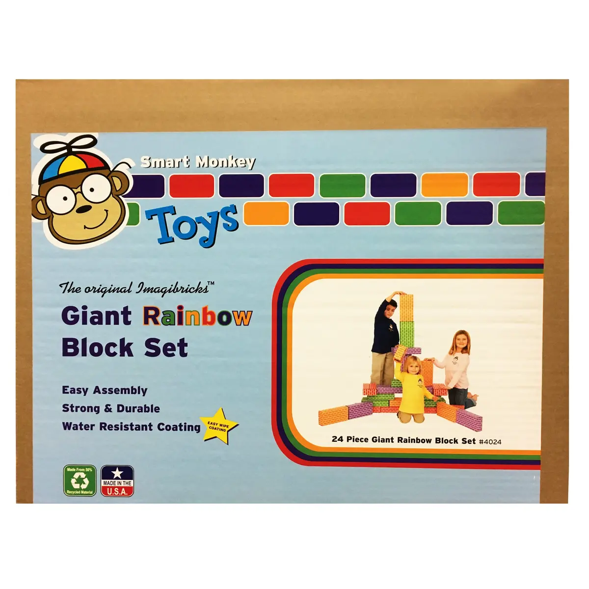 Smart Monkey Toys Imagibricks 24-Piece Giant Rainbow Building Block Set 1