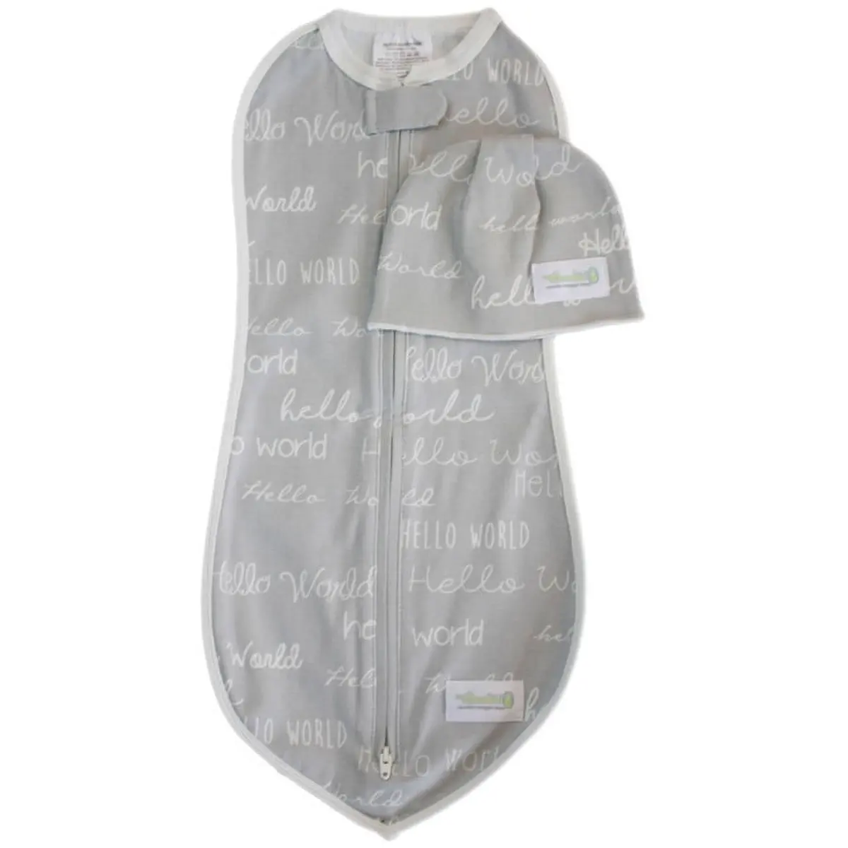 My First Months 'Hello World' Grey Swaddle And Hat Set 1