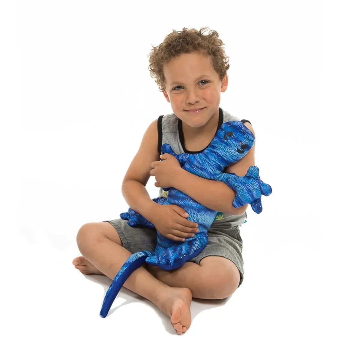 Manimo Sparkly Lycra Weighted Lizard Plush - Serene Blue 2