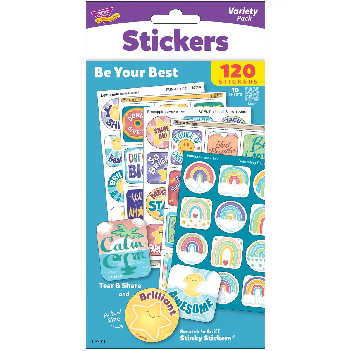 Trend Scratch 'N Sniff Be Your Best – Scented Stickers 120Ct Motivation Pack 1