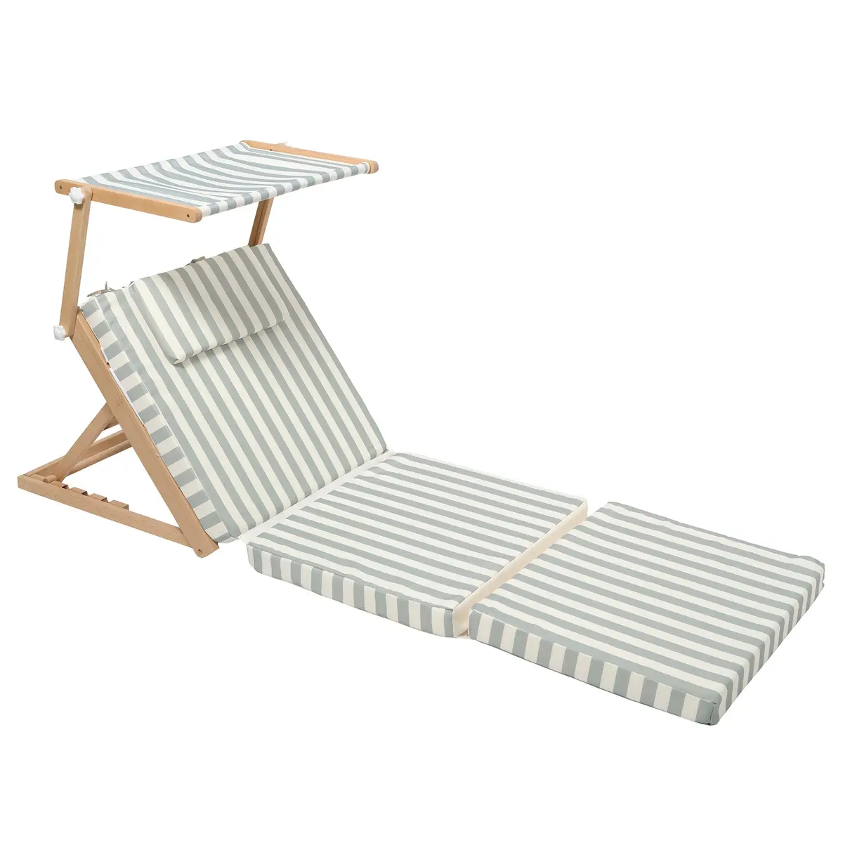 Sunnylife La Palma Pool House Daybed - Sage Stripe With Sun Shade 1