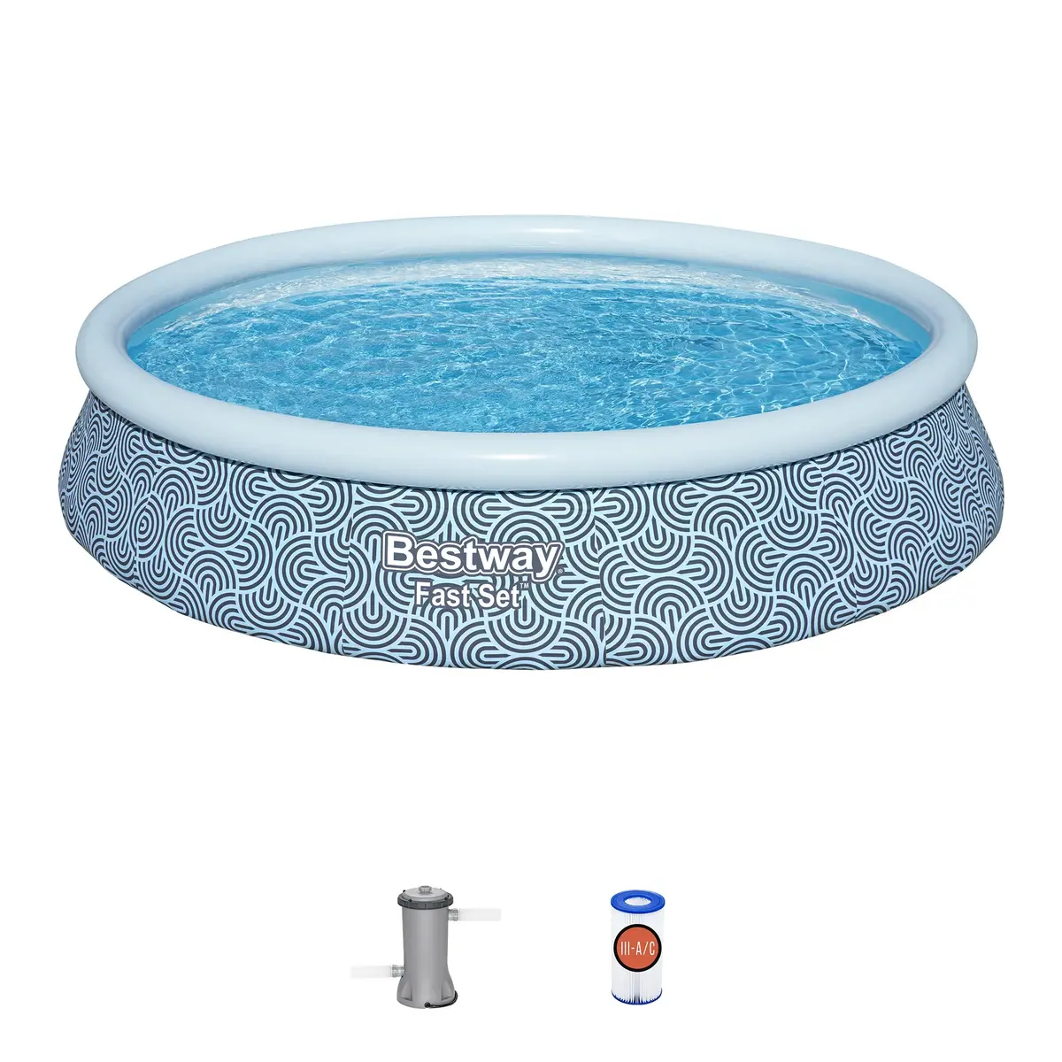 Bestway Fast Set Inflatable Pool - Abstract Blue, 13' X 33" 1