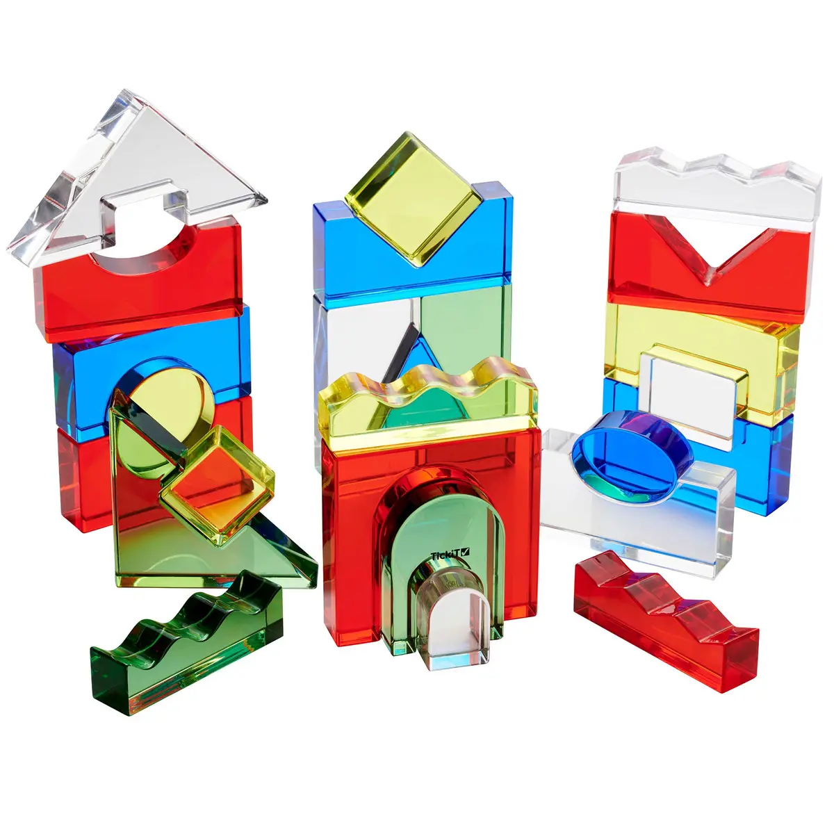 Tickit Color Crystal Block Set - 25 Piece Educational Acrylic Shapes 1