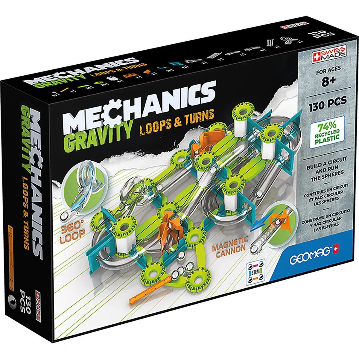Geomag Mechanics Gravity 130-Piece Recycled Construction Set - Loops & Turns 1
