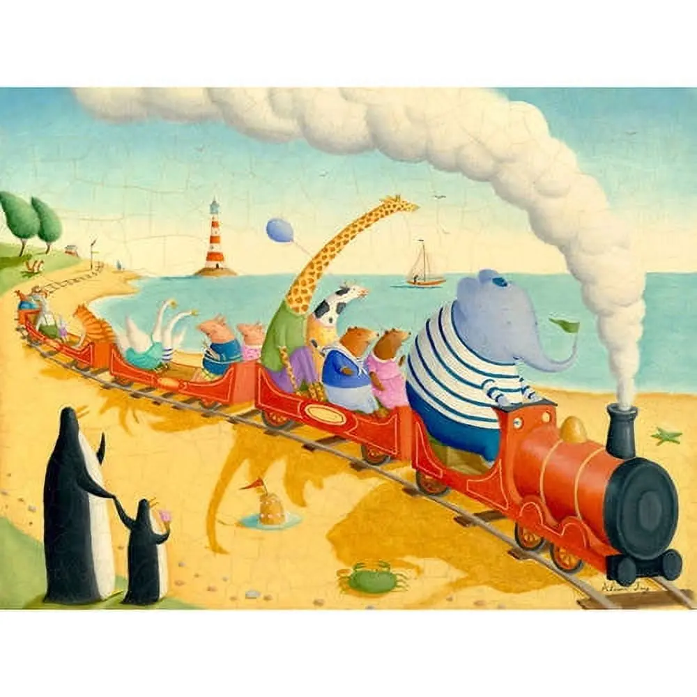 Oopsy Daisy's Seaside Train Ride Penguin Canvas Art 1