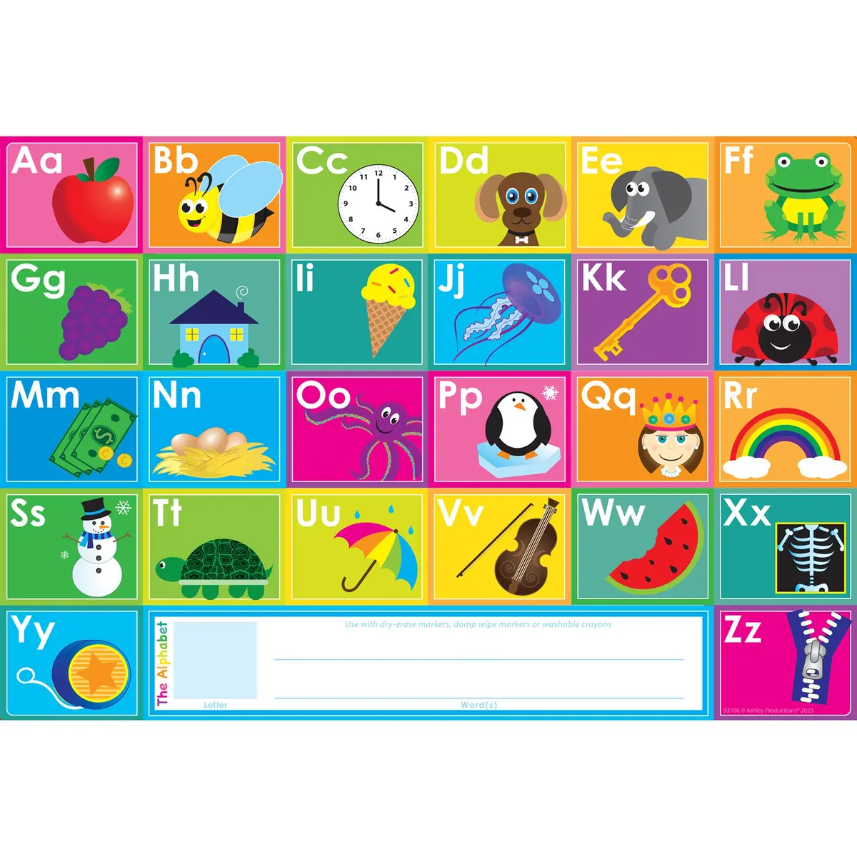 Ashley Productions Smart Poly Abc's Learning Placemat - 13" X 19" - Pack Of 10 1