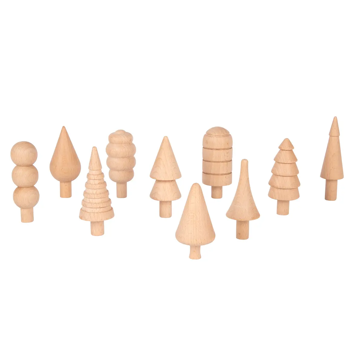 Tickit Woodland Trees Set - 10 Piece Wooden Toy Collection For Toddlers 1