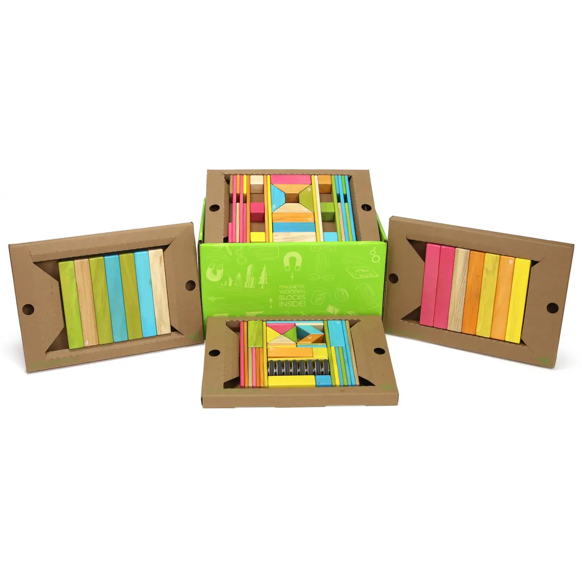 Tegu Magnetic Wooden Blocks, 90-Piece Classroom Kit, Tints 1