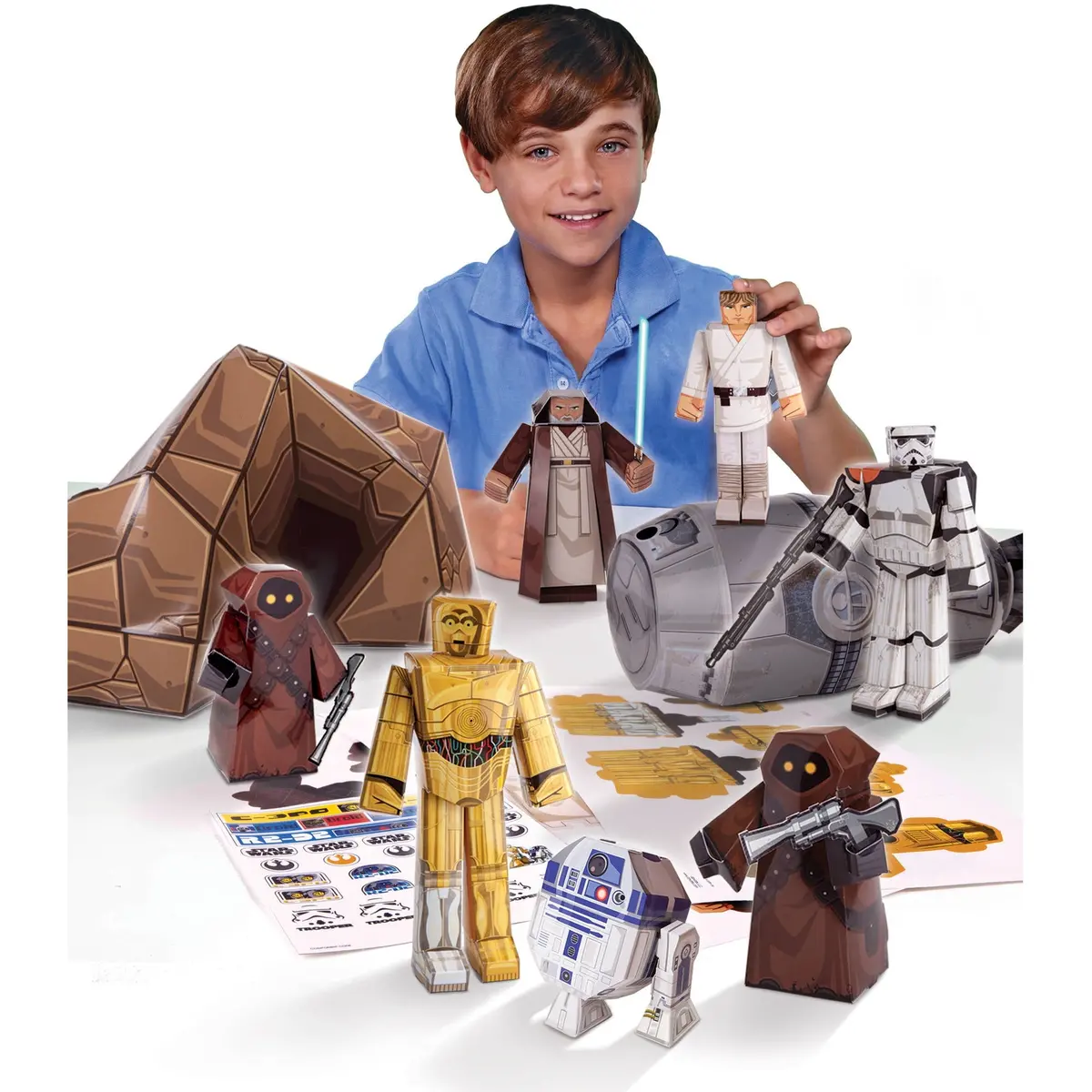 Star Wars Tatooine Droid Builder Paper Craft Kit With Iconic Characters 1