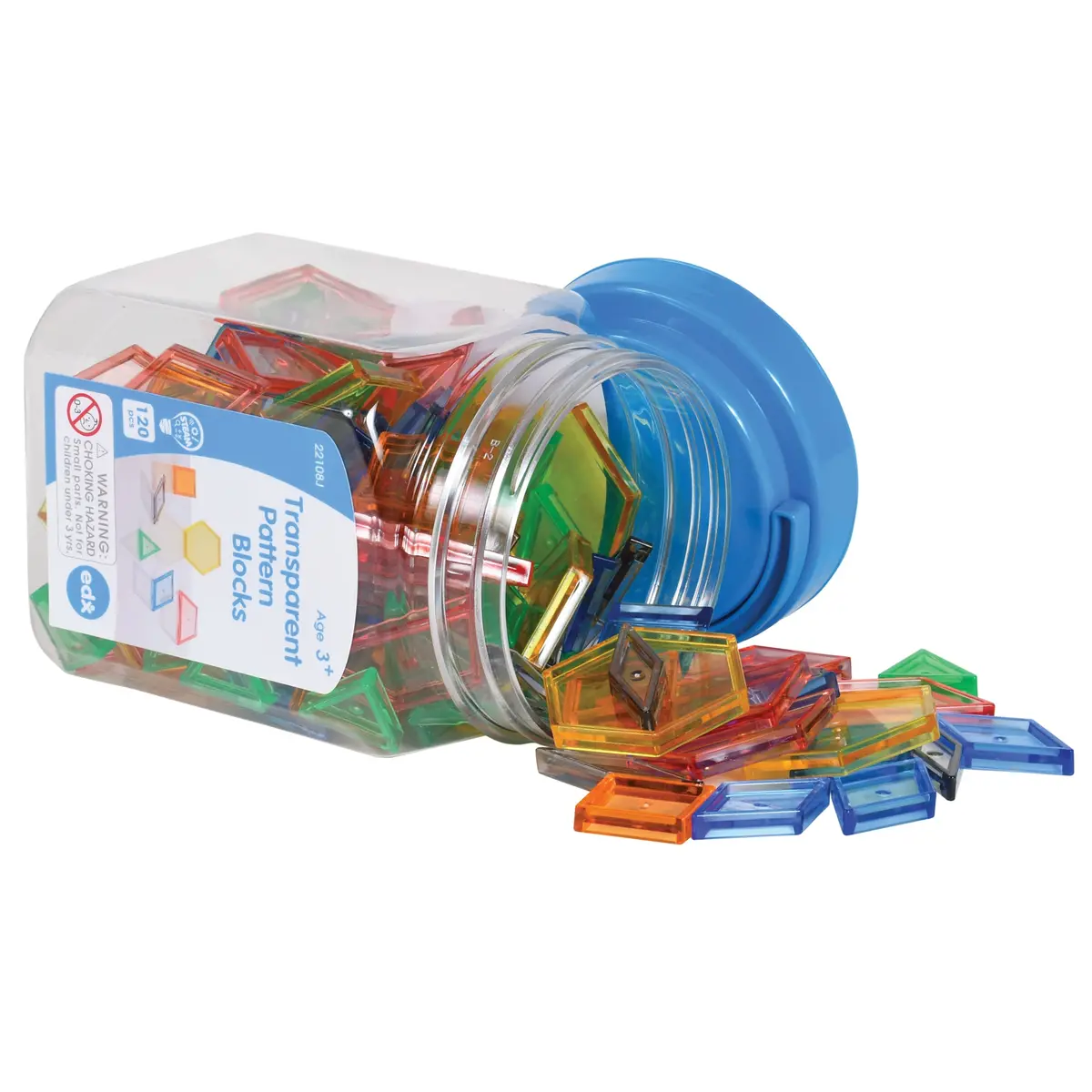 Edxeducation Transparent Pattern Blocks - Mini Jar - 120 Pieces 1
