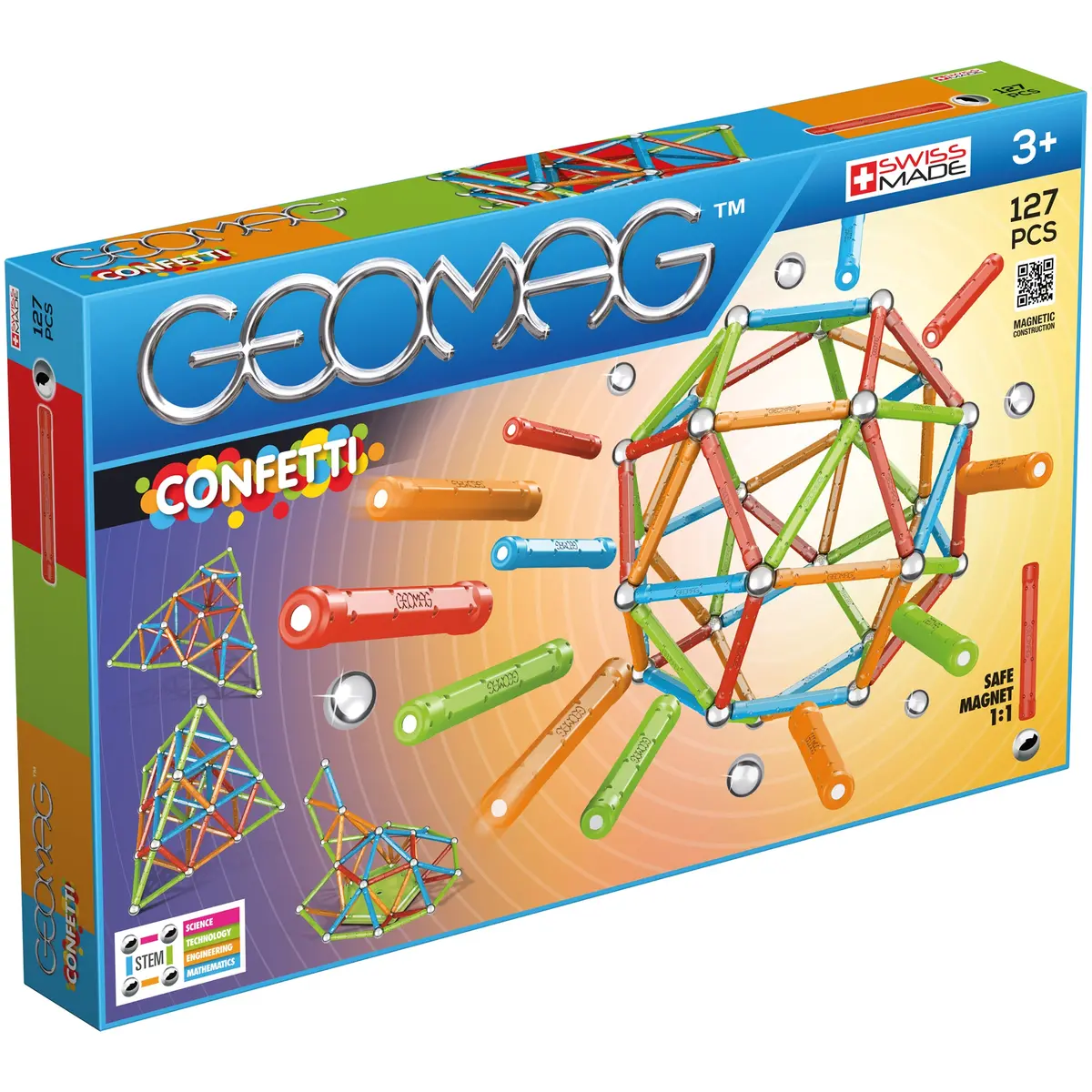 Geomag Confetti 127-Piece Magnetic Building Set - Colorful Stem Toy 1