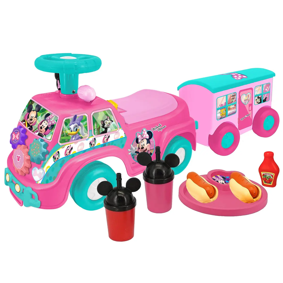 Disney Minnie Mouse Lights N' Sounds Camper - Kiddieland Foot-To-Floor Ride-On 1