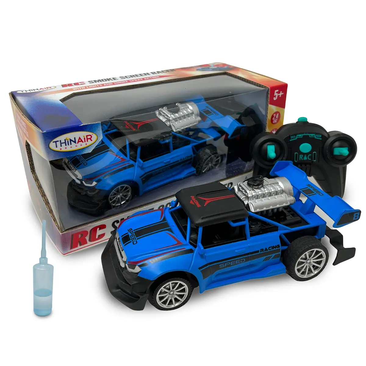 Hyper Drive Rc Smoke Screen - Blue Light-Up Racer With Vapor Mist - Kids 5+ 1
