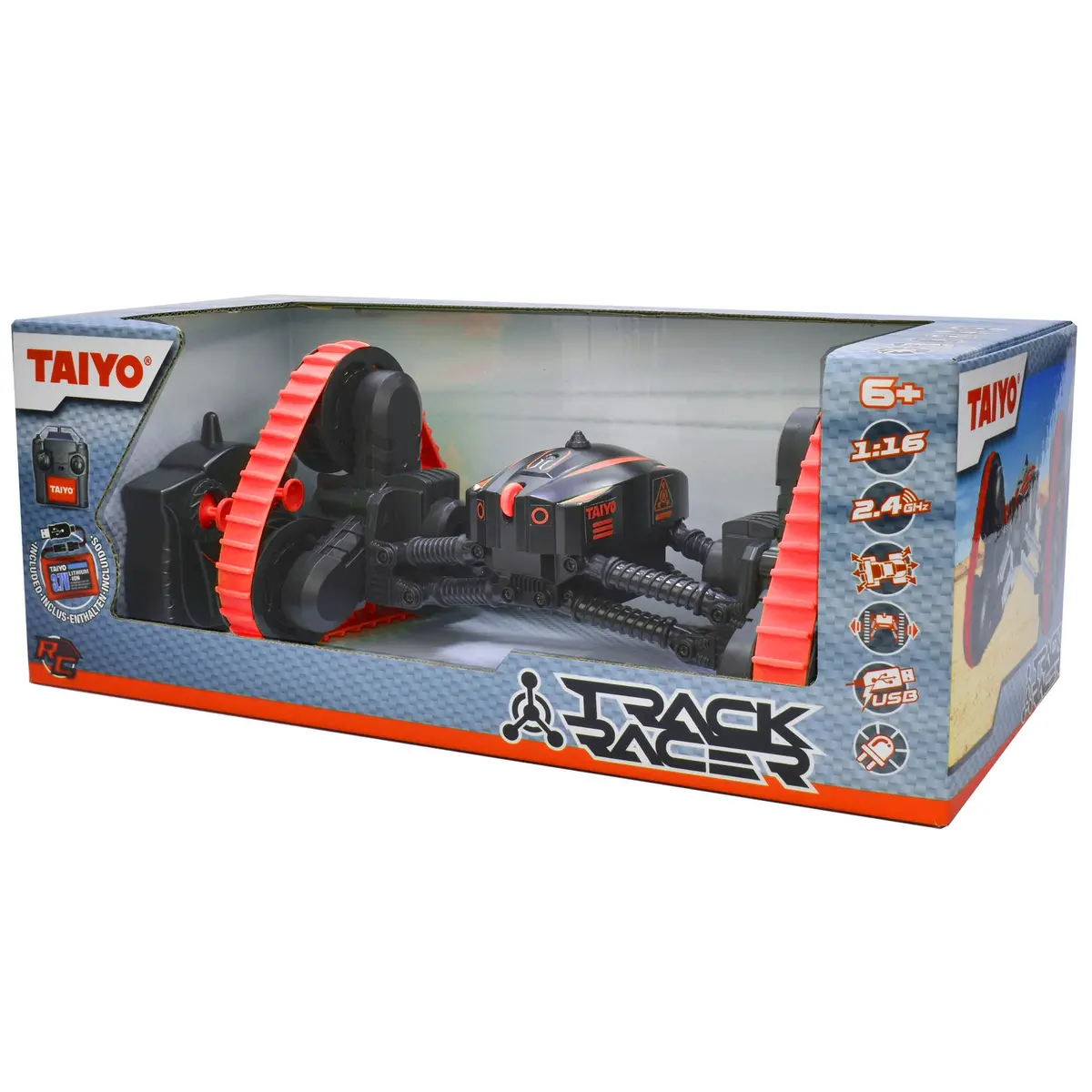 Taiyo High-Speed Track Racer 1:16 Scale R/C Vehicle - Red/Black 1