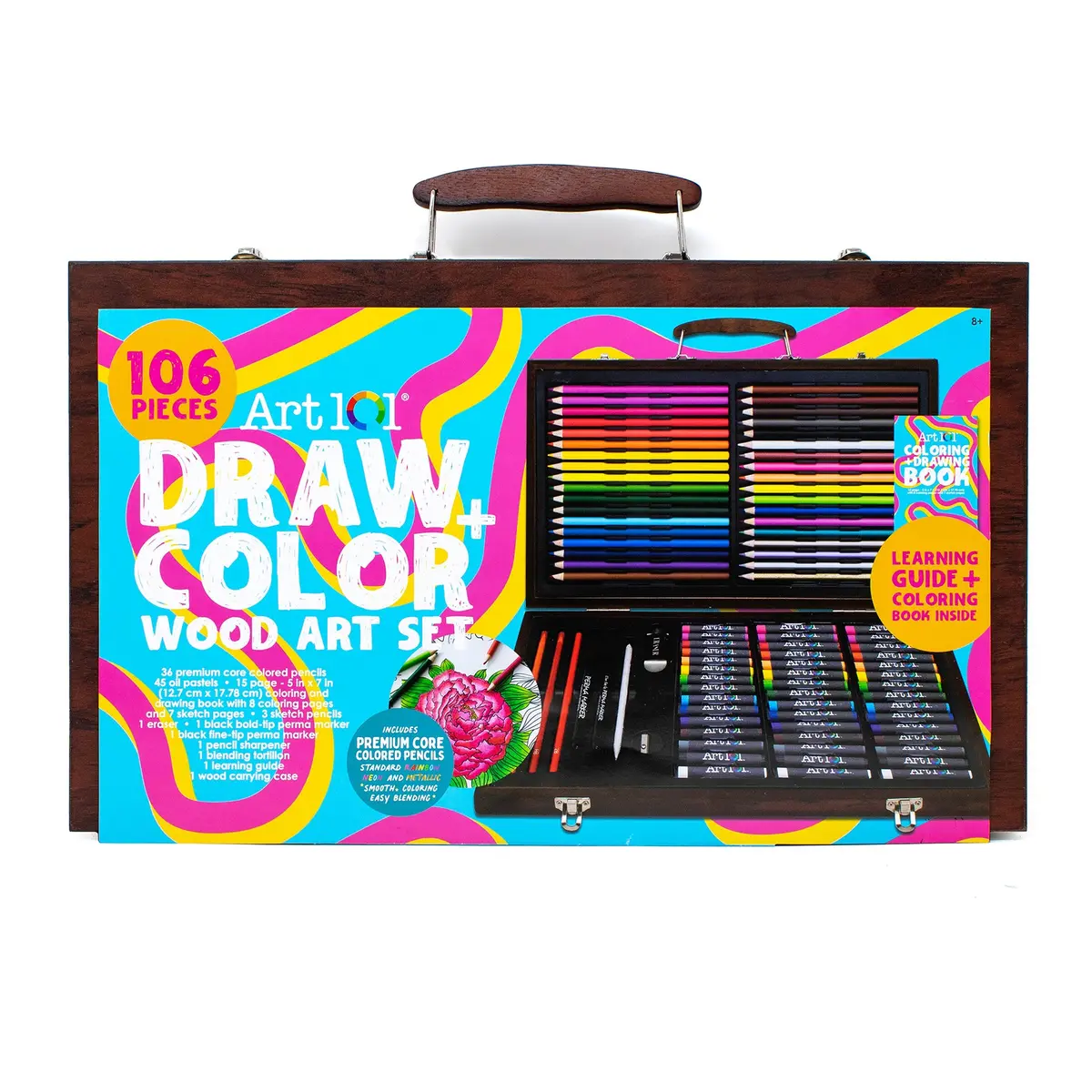 Art 101 Ultimate Drawing & Coloring Wooden Art Set - 106 Pieces 1