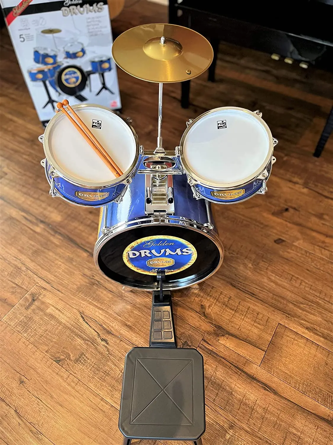 Ksmtoys Kids' Complete Metal Drum Set - Includes Stool And Drumsticks 1