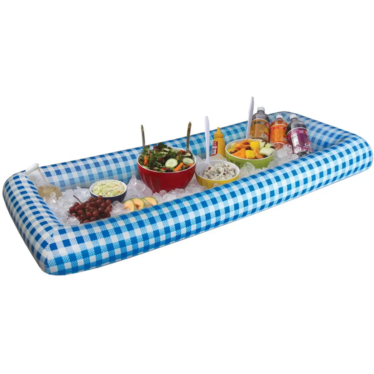 Bigmouth Inc Blue Gingham Inflatable Buffet Cooler 1