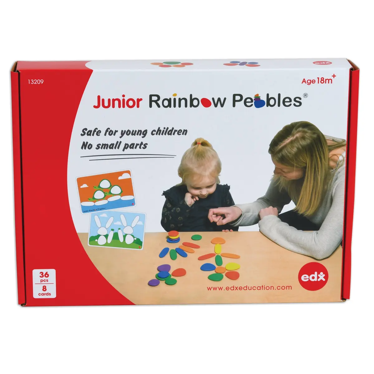 Edxeducation Rainbow Pebbles Activity Set - Junior - 36 Colorful Pebbles & 16 Activities - Ages 18M+ 1