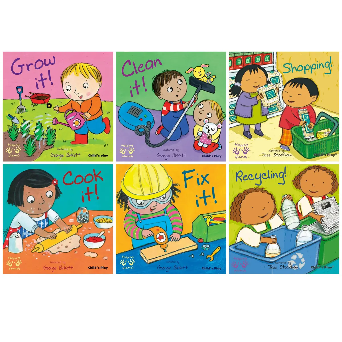 Child's Play Helping Hands Board Books, Set Of 6 - Life Skills Series 1