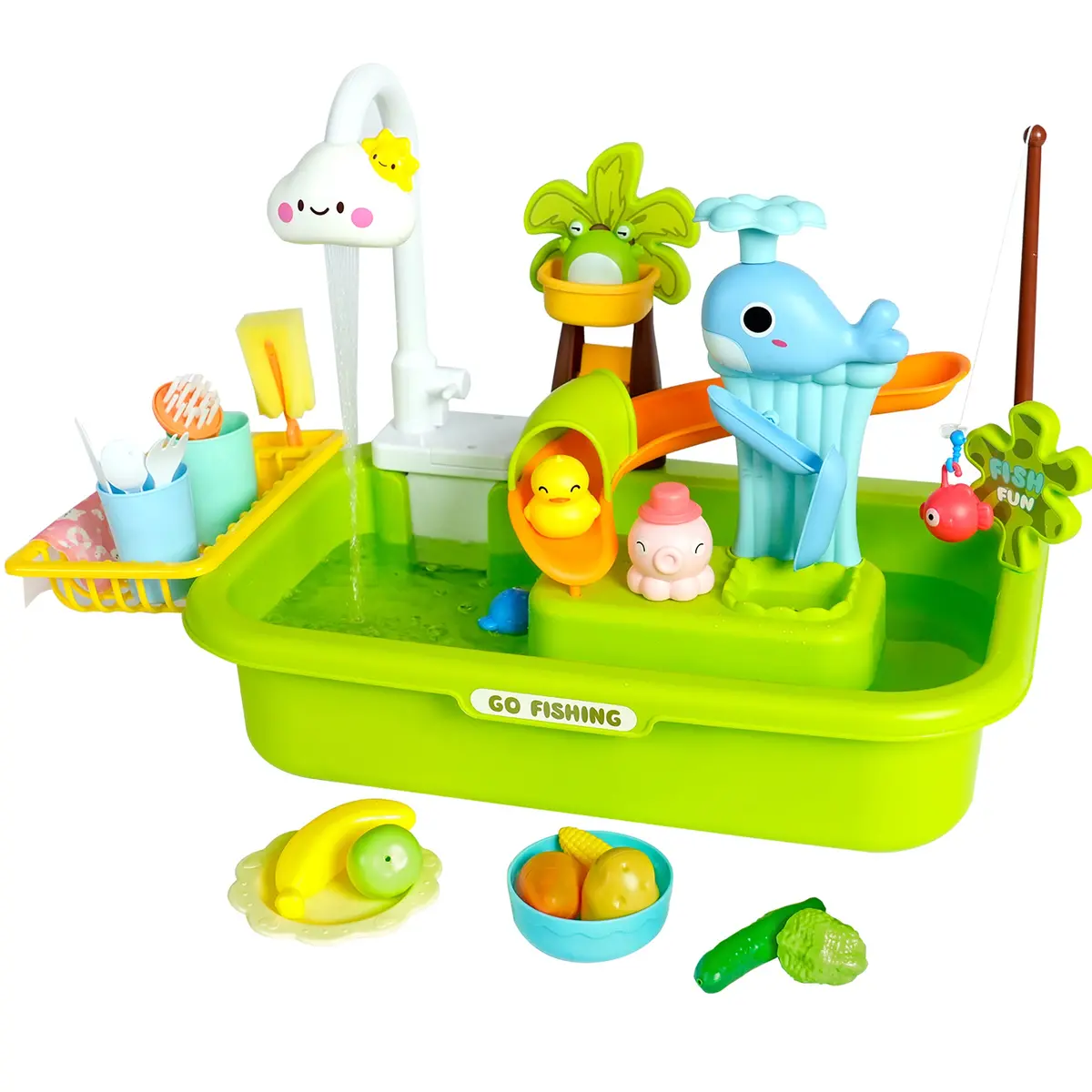 Easy Playhouse Splash & Cook 4-In-1 Play Sink With Running Water Faucet 1