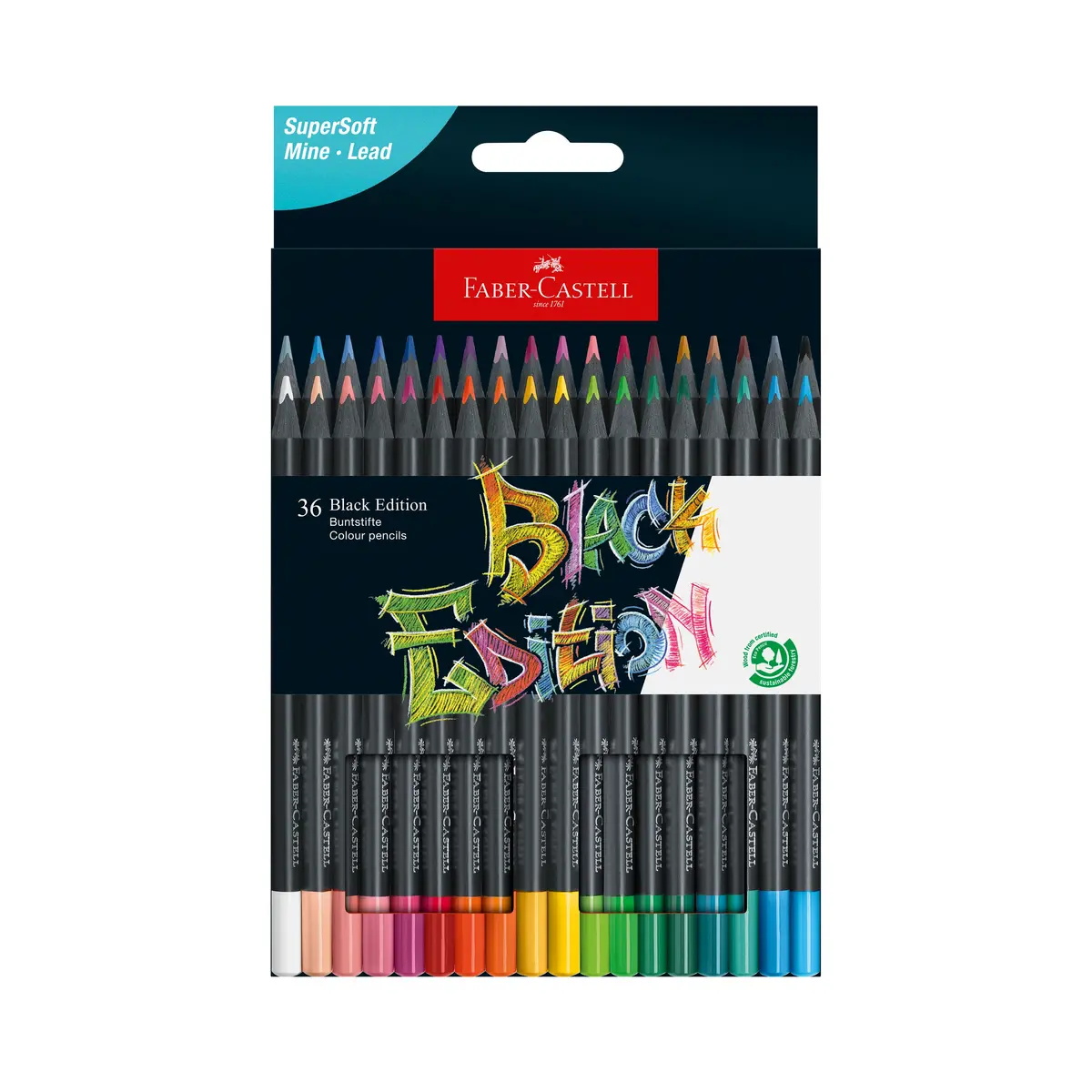 Faber-Castell Black Edition 36 Color Pencils Set - Brilliant Hues 1