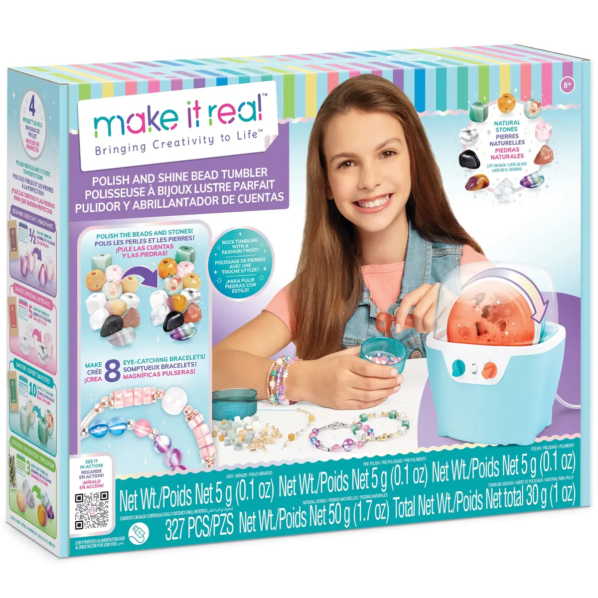 Make It Real Polish & Shine Bead Tumbler - 327Pc Jewelry Craft Kit - Usb Powered 1