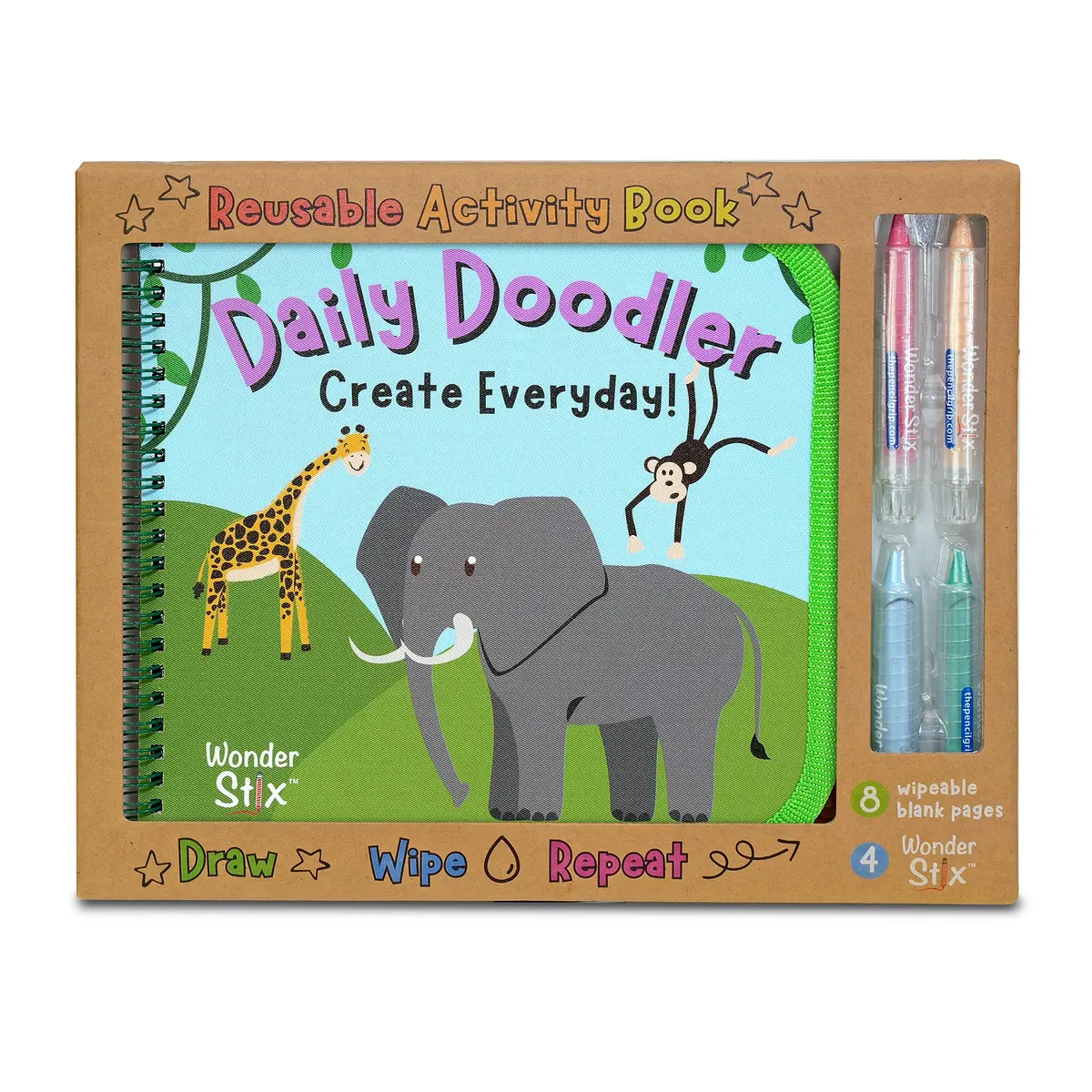 The Pencil Grip Wild Animals Daily Doodler Activity Book With Wonder Stix 1