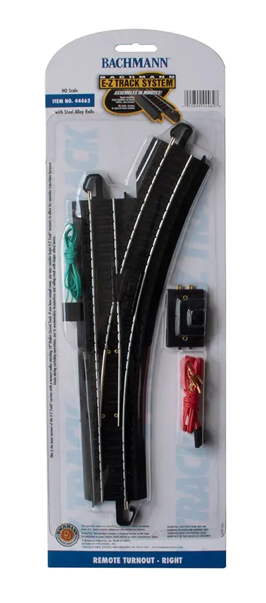 Bachmann Trains Ho Scale E-Z Track Remote Turnout - Right, Steel Alloy Rail 1