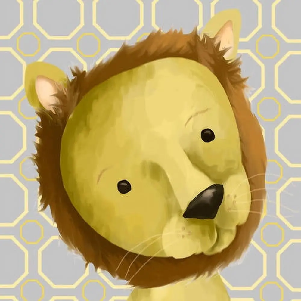 Oopsy Daisys Rauri The Lion 10 Inch Canvas Wall Art - Yellow And Grey 1