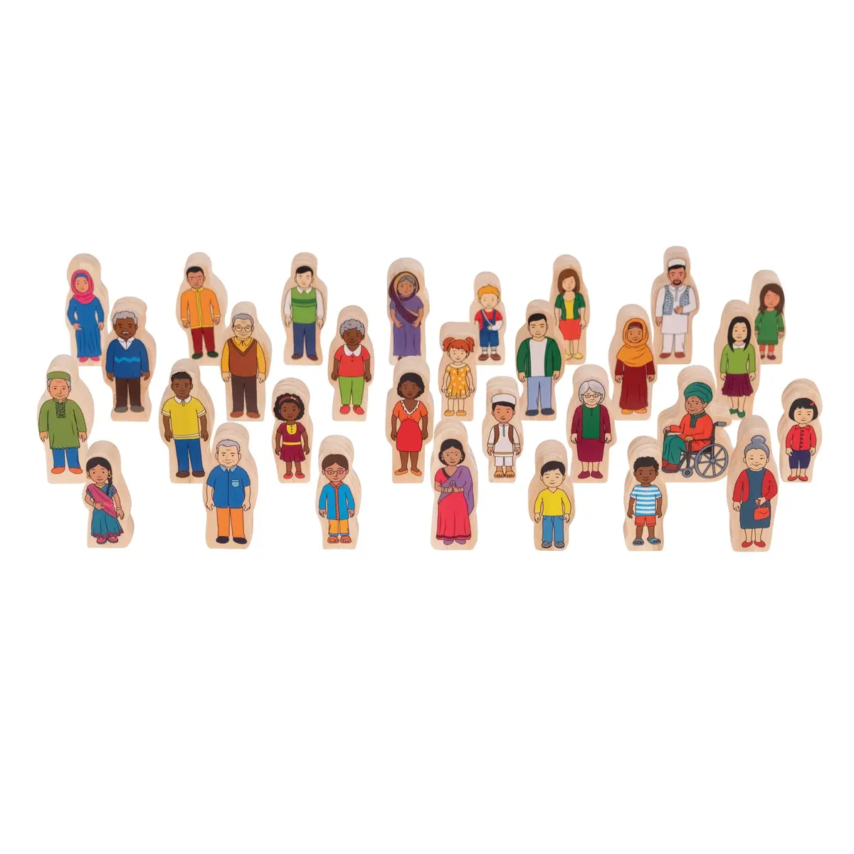 The Freckled Frog My Family 30-Piece Inclusive Wooden Block Set For Toddlers 1