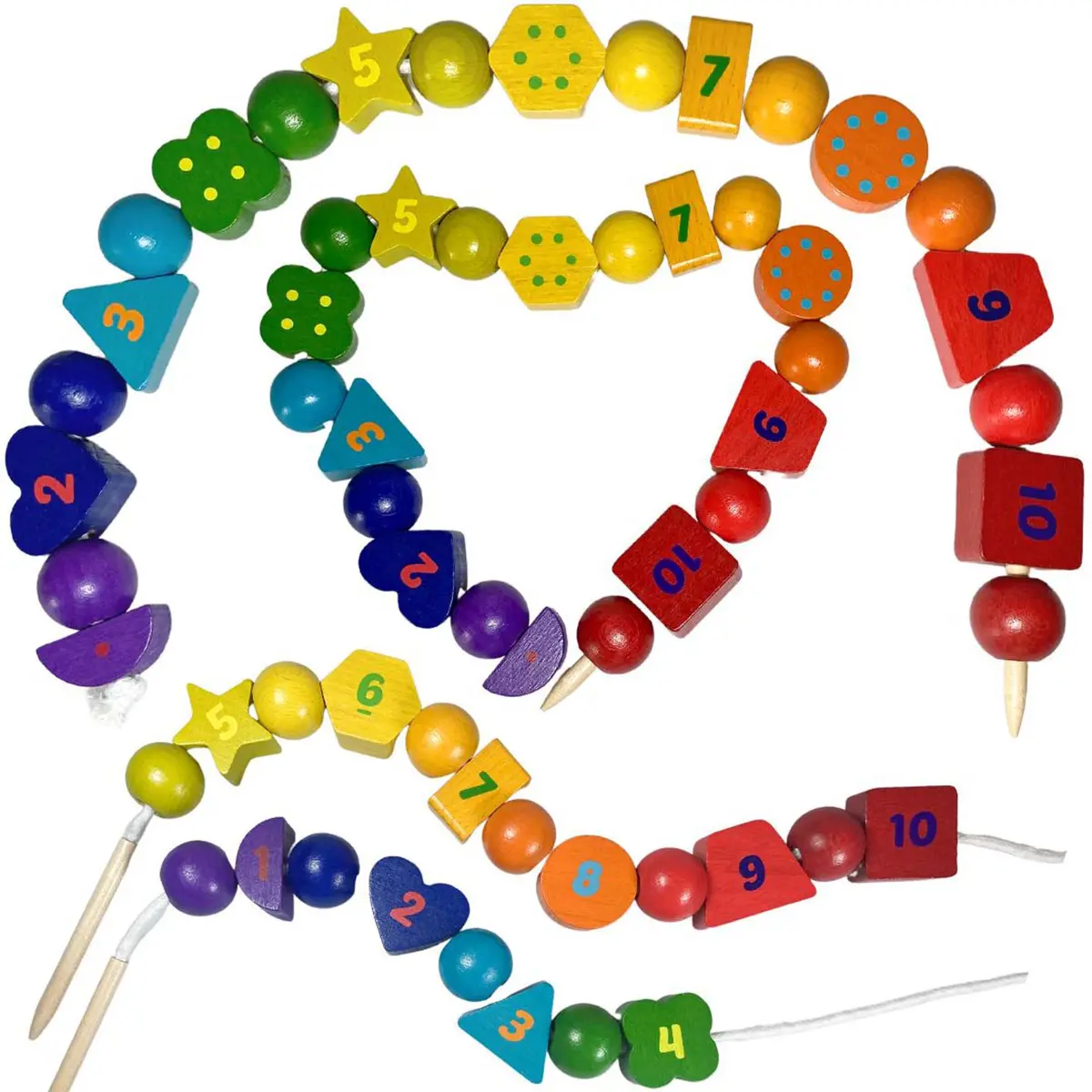 Extasticks Threading Lino Wooden Lacing Beads - Montessori Inspired Educational Toy 1