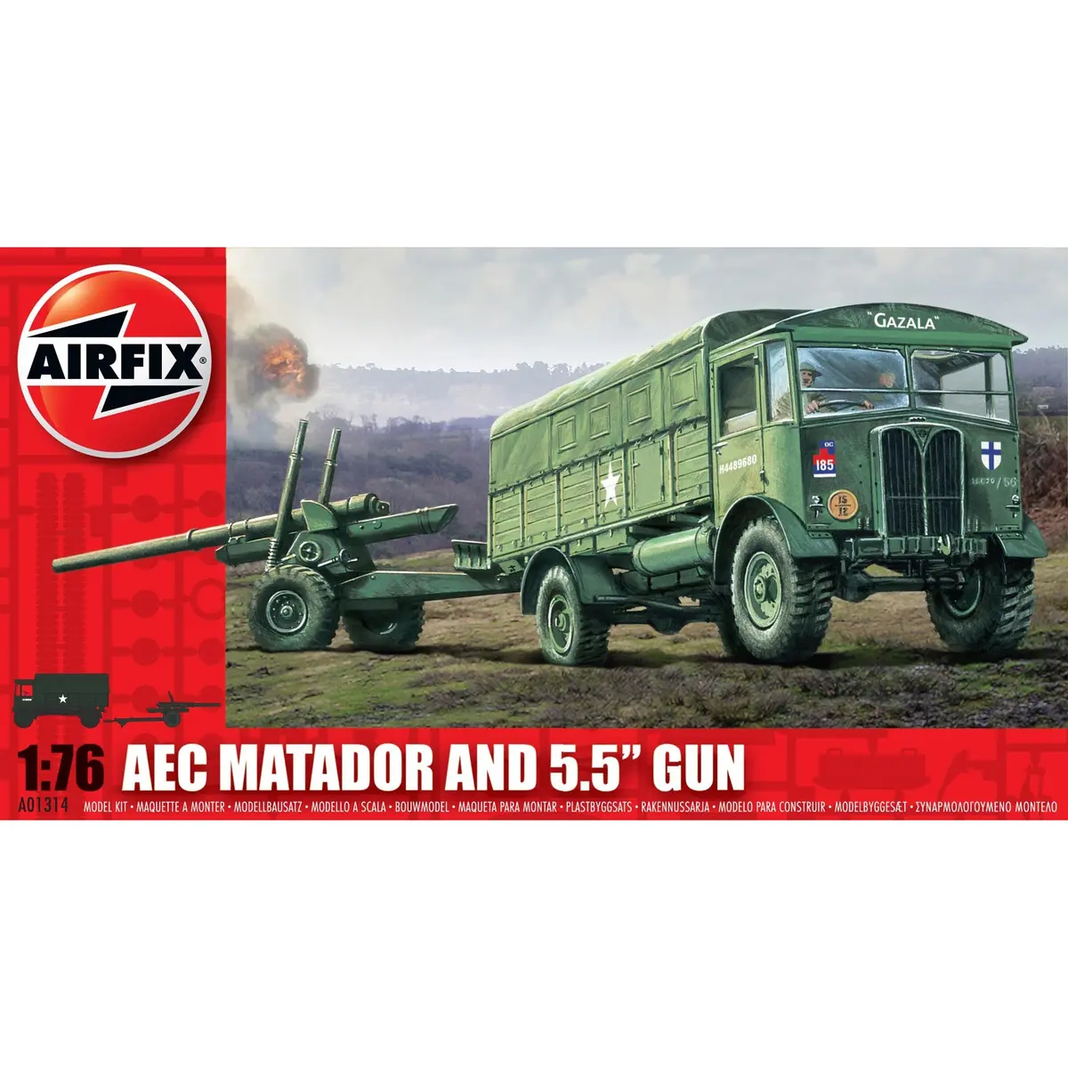 Airfix Aec Matador & 5.5'' Gun Vintage Classic Model Kit 1