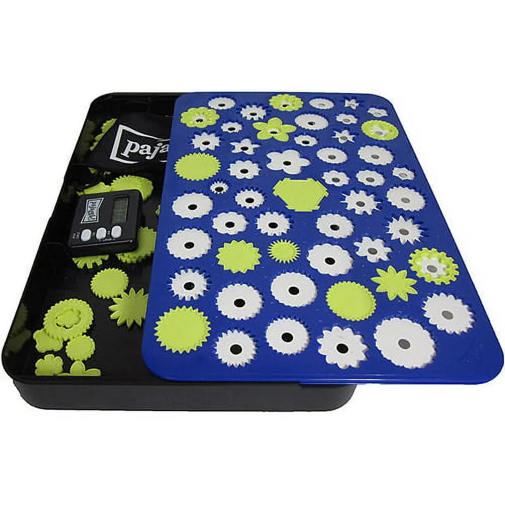 Pajaggle Board Game - Blue Board With Lime Yellow Pieces - Strategy & Educational Game 1