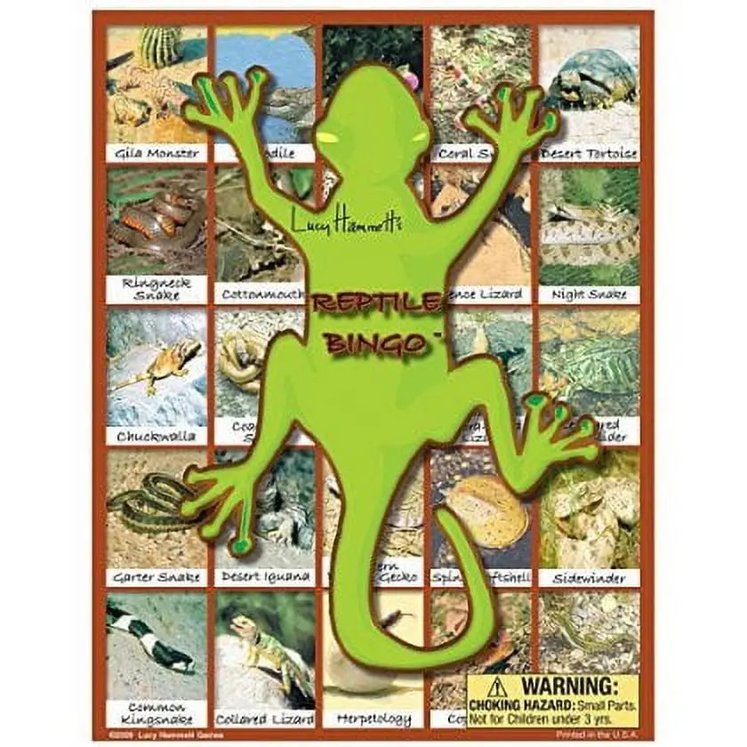 Reptile Bingo Learning Game - Educational Fun With Snakes, Lizards, And Amphibians 1