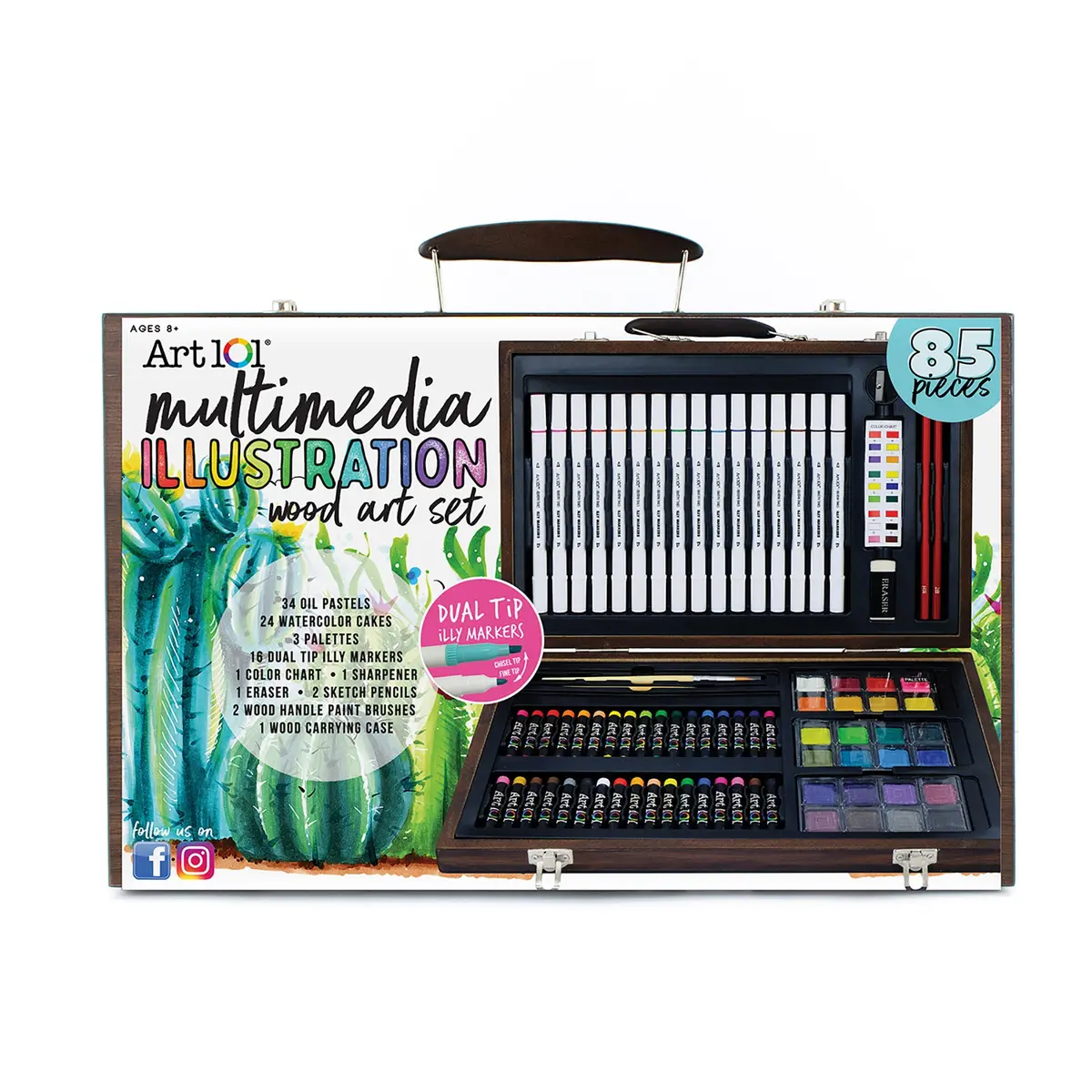 Art 101 Deluxe Wood Art Set - Multimedia Illustration Kit, 85 Pieces 1